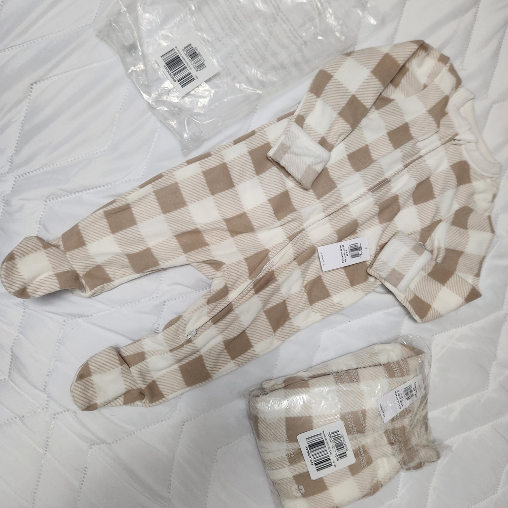 Matching Plaid Baby Onesie Pajamas